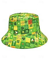 abordables Accesorios-Sombrero de pescador de poliéster para mujer, con trébol y duende del Día de San Patricio, varios patrones, perfecto para el Día de San Patricio y para uso diario.