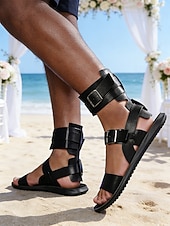 olcso Szandálok-férfi barna gladiátor szandál – stílusos és állítható pántokkal, kényelmes viselet esküvőkre, strandra és nyári szabadtéri tevékenységekhez