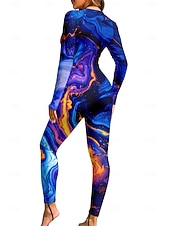 abordables Rash Guards de Una Pieza-Mujer Regular Camiseta Protección Solar Surf Camiseta de protección solar de cuerpo completo Traje de baño Degradado Abstracto Mármol con sujetador incorporado Cremallera delantera Protección solar