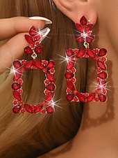 cheap Wedding Accessories-Women's Crystal Statement Drop Earrings, Elegant Geometric Rhinestone Dangle Earrings for Women, Sparkling Glamour Jewelry Perfect for Brides, Wedding Guests