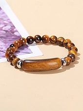 abordables Fête de la Saint-Patrick-Bracelet pour homme en pierre naturelle, perles multicolores avec détails raffinés, idéal pour la Saint-Patrick et au quotidien, élégant et unique.