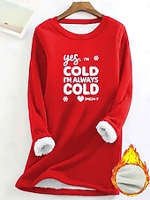 tanie Bluzy z polarowym podszyciem-Damskie Bluza z podszewką z polaru, piżama Bluza z kapturem Pullover Bluzy Nadruk Litera Ciepłe Moda miejska Codzienny Długi rękaw Półgolf Długie topy Codzienny Dom Na co dzień Niebieski Czarny