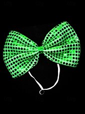  男性用の聖パトリックの日のスパンコール蝶ネクタイ、シャムロックと祝祭の模様が入った緑のポリエステル生地、アイルランドのパーティー、パレード、バー、休日のお祝いに最適な調節可能なドレス用蝶ネクタイ