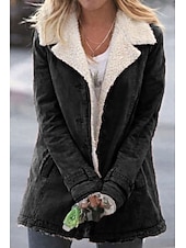 economico Giacche Foderate in Pile-Per donna Cappotto Teddy Giacca Casual Confortevole Traspirante Tasca Bottoni Casual Semplice Vacanza Streetwear Casuale Abbigliamento quotidiano Monopetto Regolare Collo ripiegato Vestibilit