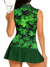  סיינט פטריק בגדי ריקוד נשים Apila חולצת ספורט חולצת POLO Rövid felső חולצת טניס ללא שרוולים פרחוני כפתורים UPF50+ עמידות UV גמישות גבוהה פתילת לחות נושם כדור עף טניס גולף קולר צווארון מתקפל