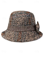 preiswerte Hüte für Damen-Damen-Mütze aus dickem Polyester mit Karomuster und Schleifendetail, erhältlich in verschiedenen Farben – perfekt für Herbst und Winter