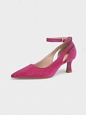 economico San Valentino-décolleté da donna con tacco a gattino e cinturino alla caviglia rosa – romantiche scarpe eleganti con punta a punta, dolce stile San Valentino per appuntamenti, feste e occasioni speciali