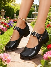 preiswerte Retro-Stil der 1950er Jahre-Mary-Jane-Ballerinas für Damen mit runder Spitze &amp;Verstellbare Schnalle – Vintage-inspirierte Alltagsschuhe für Spaziergänge, Arbeit und Alltagsoutfits