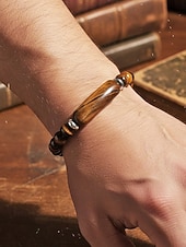 abordables Fête de la Saint-Patrick-Bracelet pour homme en pierre naturelle, perles multicolores avec détails raffinés, idéal pour la Saint-Patrick et au quotidien, élégant et unique.