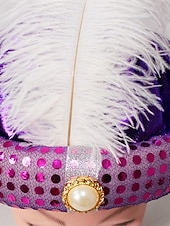 お買い得  アクセサリー-男性用カーニバルプリンススパンコールターバンキャップ | 多色、ポリエステル、羽根とパールアクセント付き | 仮装、ハロウィーン、祝祭のイベントに最適