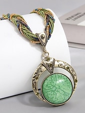 halpa Naisten kaulakoru-Naisten boheemi metalliseoskaulakoru monivärisellä helmiköydellä, ainutlaatuinen riipusmuotoilu, täydellinen arkeen ja juhlaan