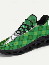 cheap Men's Shoes-Men's St. Patrick's Day Sneakers – Fun Green Shamrock and Argyle Pattern, Lightweight, Ideal for Celebrations and Festive Occasions