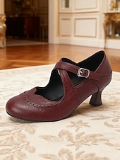 Χαμηλού Κόστους Ρετρό στυλ της δεκαετίας του 1950-Γυναικείες vintage καφέ γόβες Mary Jane με αγκράφα και brogue από απομίμηση δέρματος της δεκαετίας του 1950 – κομψές γόβες για επίσημες περιστάσεις, γραφείο και από το πρωί μέχρι το βράδυ