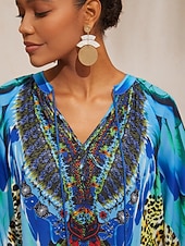  splývavý šifonový top s motivem džungle a divoké párty