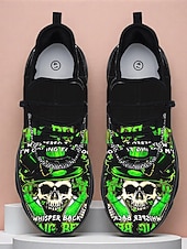  Pánské tenisky s potiskem lebky – unikátní zeleno-černý design s odolnou konstrukcí, ideální na Den svatého Patrika i na běžné nošení