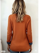 voordelige Effen t-shirt-Dames Polo T-shirt Hoodies Knop Punk Actief Vintage Lange mouw Polo kraag Revers Normale tops Casual Huis Werk blauw Zwart Oranje Groen khaki Lente Herfst Winter