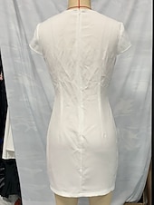 voordelige Eenvoudige jurk-Dames Mini-jurk Witte jurk Casual jurk Schede jurk Elegant Modieus Modern Dagelijks Vakantie Uitgaan Normale pasvorm Effen Korte mouw V-hals Wit Zomer Lente