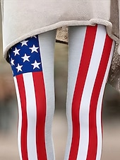 baratos Calças do Dia da Independência-Leggings femininas para o Dia da Independência dos EUA, leggings confortáveis, leggings casuais para férias, calças compridas de cintura alta com estampa da bandeira americana, confortáveis, elásticas, casuais para uso diário, férias, azuis, primavera, ou