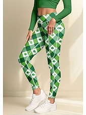 economico Leggings e collant da yoga-San Patrizio Per donna leggings da pilates Pantaloni fitness Leggings da palestra Tasche Bollo Tasche Laterali Pilates Palestra Allenamento in Palestra Pantaloni Collant Leggings Plaid Trifoglio Verde