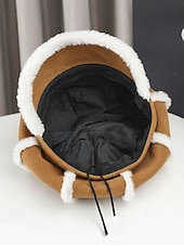 cheap Women's Hats-Women's Thickened Polyester Plaid Hat with Bow Detail, Available in Multiple Colors – Perfect for Fall and Winter Fashion