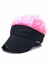 abordables Día de San Patricio-Sombrero de visera de poliéster para hombre con peluca sintética colorida, disponible en varios colores, perfecto para el Día de San Patricio, carnaval y ocasiones festivas.