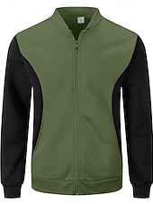 Недорогие Повседневные куртки-Муж. Легкая куртка Повседневная куртка Повседневные на открытом воздухе Карман Весна Осень Контрастных цветов Уличный стиль Стиль Воротник-стойка Обычная