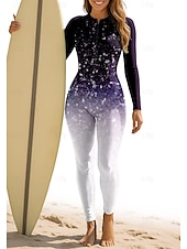 preiswerte One Pieces Rash Guards-Damen Standard Anti UV Shirt Ganzkörper-Bademode Diveskin-Anzug Farbverlauf Frontreißverschluss UPF50+ Schnelltrocknend Hohe Elastizität Langarm Bademode Surfen Kanufahren Tauchen Sommer