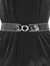 baratos Dia de São Patricio-Cinto feminino de lantejoulas, em poliéster elástico, disponível em várias cores, perfeito para o Dia de São Patrício, carnaval e uso diário.