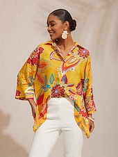 ieftine cămăși, topuri și bluze-cămașă scurtă boho paisley din șifon lejer