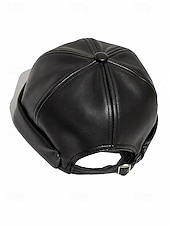 levne Pánské klobouky-Pánská čepice beanie z umělé kůže, stylový vintage design, dostupná v několika barvách pro běžné nošení i v zimě