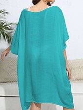 levne Kaftans-Dámské Plavky Přehozy Šaty do vody Sleva až 30% Plavky Vystřižený prázdniny Oblečení na pláž Pevná barva Do V Krátké rukávy Plavky