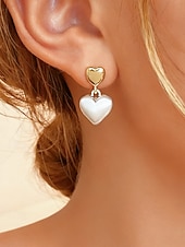 cheap Wedding Accessories-Women's Alloy Heart-Shaped Earrings with Gold Detailing, Perfect for Valentine's Day and Weddings