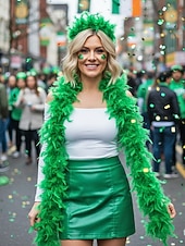  Dámské zelené péřové boa, měkký péřový materiál, ideální na Den svatého Patrika, karneval a slavnostní oslavy