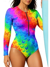 ieftine Rash guards One Piece-Pentru femei Regulat Bariere Iritatie Gradiant Abstract UPF50+ Uscare rapidă Ușor Manșon Lung Salopetă Tricou Înot Surfing Canotaj Plajă Vară