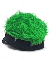 abordables Día de San Patricio-Sombrero de visera de poliéster para hombre con peluca sintética colorida, disponible en varios colores, perfecto para el Día de San Patricio, carnaval y ocasiones festivas.