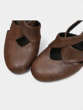 billige 1950-talls retro-Damesko i burgunderfarget skinn fra 1950-tallet – elegante Mary Jane-hæler med justerbar spenne for formelle arrangementer, fester og hverdagsbruk