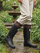 cheap Fashion Boots-Women's Foldable Green Rain Boots - Waterproof, Adjustable Cuff Garden Boots with Non-Slip Sole | Practical Casual Style for Gardening, Yard Work, Outdoor Errands &amp; Rainy-Day Walks