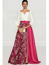 levne Šaty na večer ve tvaru A-A-Linie Na zem Korálkový výšivkový Formální šaty Šaty pro matku nevěsty Večerní šaty Formální šaty Elegantní Třpyt Hedvábný povrch Dlouhý rukáv Do V Svatební Formální Peleríny Satén Flitry s Třpytky