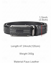 economico Matrimonio ACC-cintura da uomo in similpelle, fibbia automatica con finitura testurizzata, stile classico formale, colori nero e caffè, per matrimoni, abbigliamento da lavoro e abiti casual eleganti
