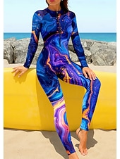 abordables Rash Guards de Una Pieza-Mujer Regular Camiseta Protección Solar Surf Camiseta de protección solar de cuerpo completo Traje de baño Degradado Abstracto Mármol con sujetador incorporado Cremallera delantera Protección solar