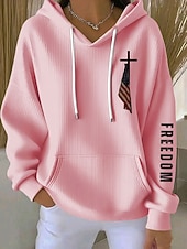 abordables Humor y Citas Sudaderas-Mujer Sudadera con capucha Pullover Graphic Letra Casual Manga Larga Con Capucha Tops regulares Casual Uso Diario Deportes Azul Piscina Negro Blanco Rosa Primavera Otoño