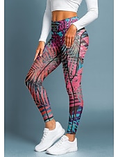 economico Leggings e collant da yoga-Per donna leggings da pilates Pantaloni fitness Leggings da palestra Tasche Bollo Tasche Laterali Pilates Palestra Allenamento in Palestra Pantaloni Collant Leggings Stampa Floreale Verde foresta