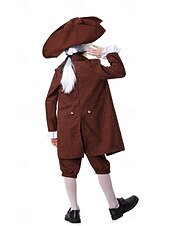 voordelige Outfits-250e jubileum VS Rococo Barok Outfits Lange Mouwen George Washington Koloniaal Onafhankelijkheidsoorlog Kostuum Jongens Carnaval Independence Day 4 juli Kinderen Jas Broeken Kraag