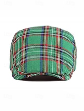 ieftine Accesorii-Șapcă plată în carouri pentru bărbați, cu tematică de Ziua Sfântului Patrick, țesătură din amestec de bumbac și poliester, opțiuni multiple de culoare, pălărie de vânzător de ziare casual și vintage pentru parade, petreceri, festivaluri și sărbători