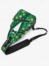  Bolso bandolera de poliéster para hombre, diseño de esmoquin del Día de San Patricio con estampados de tréboles y monedas, múltiples diseños, perfecto para celebraciones navideñas y uso diario.