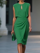 abordables Robe Simple-Femmes Mini Robe Robe fourreau Moderne Extérieur Sortir Week-end Coupe régulière Uni Sans manches Col ras du cou Noir Blanche Rouge Vert Été