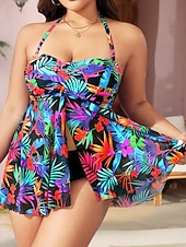 economico Tankini-Costume da bagno a due pezzi da donna tankini con ferretto culotte sgambate controllo pancia vita alta slim schiena scoperta vacanza mare senza spalline floreali senza maniche