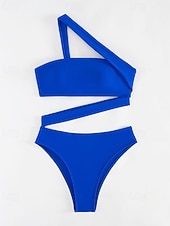 economico Costumi da bagno Donna-Per donna Costumi da bagno Intero Bikini Shorts Costume da bagno Senza schiena Vacanza Abbigliamento da Spiaggia Tinta unica Senza Spalline Senza Maniche Costumi da bagno