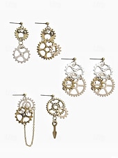 cheap Accessories-Women's Mardi Gras Multi-Style Asymmetrical Steampunk Gear Earrings - Alloy Drop Dangle for Carnival, Cosplay and Masquerade
