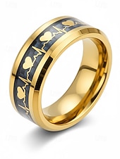 economico San Valentino-anello da uomo in acciaio inossidabile con battito cardiaco e design a cuore, disponibile in più colori: perfetto per San Valentino e per l'uso quotidiano